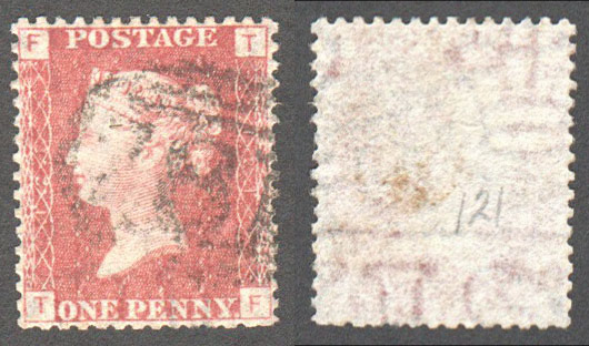 Great Britain Scott 33 Used Plate 121 - TF (Var) - Click Image to Close